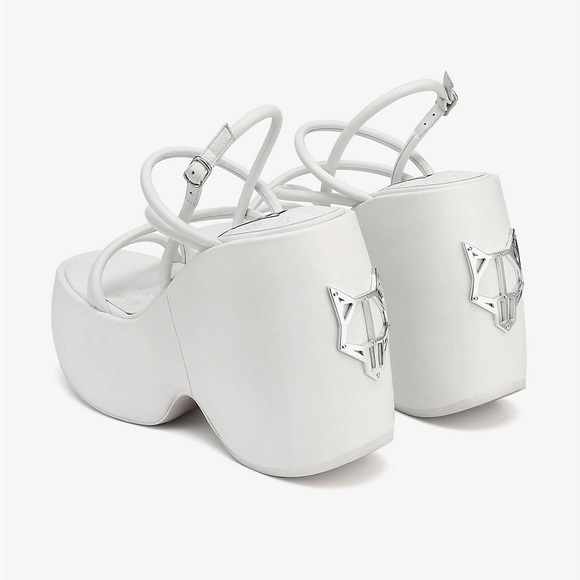 Naked Wolfe Mystery White Platform Wedges NEVER WORN - Picture 4 of 6